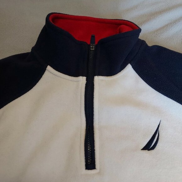 Vintage Nautica Spell Out Fleece Sweater Size S USA 1/4 Zip Pullover - Picture 4 of 9